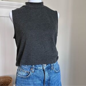 Joe Fresh Sleeveless knit Top Dark Gray Medium Minimalist